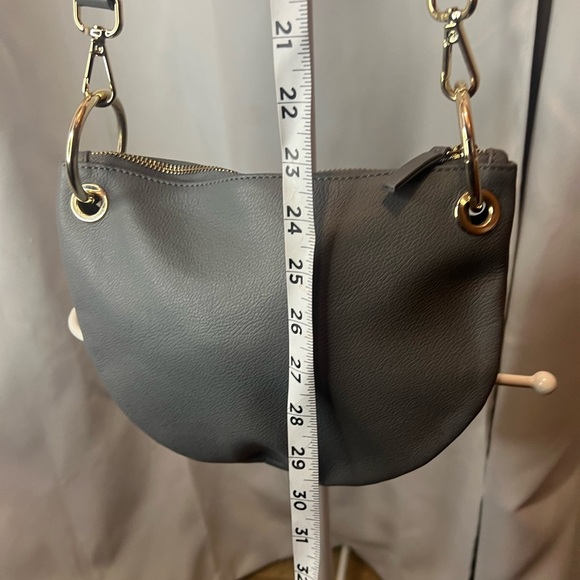 Tic Tac Toe The Moon Bag Grey Bolivians Paris Top Grain Leather - Picture 7 of 9